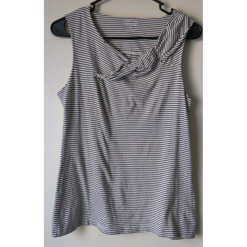 Banana Republic Designer Tee Bow Stripe Tank Top Size Small Black/White